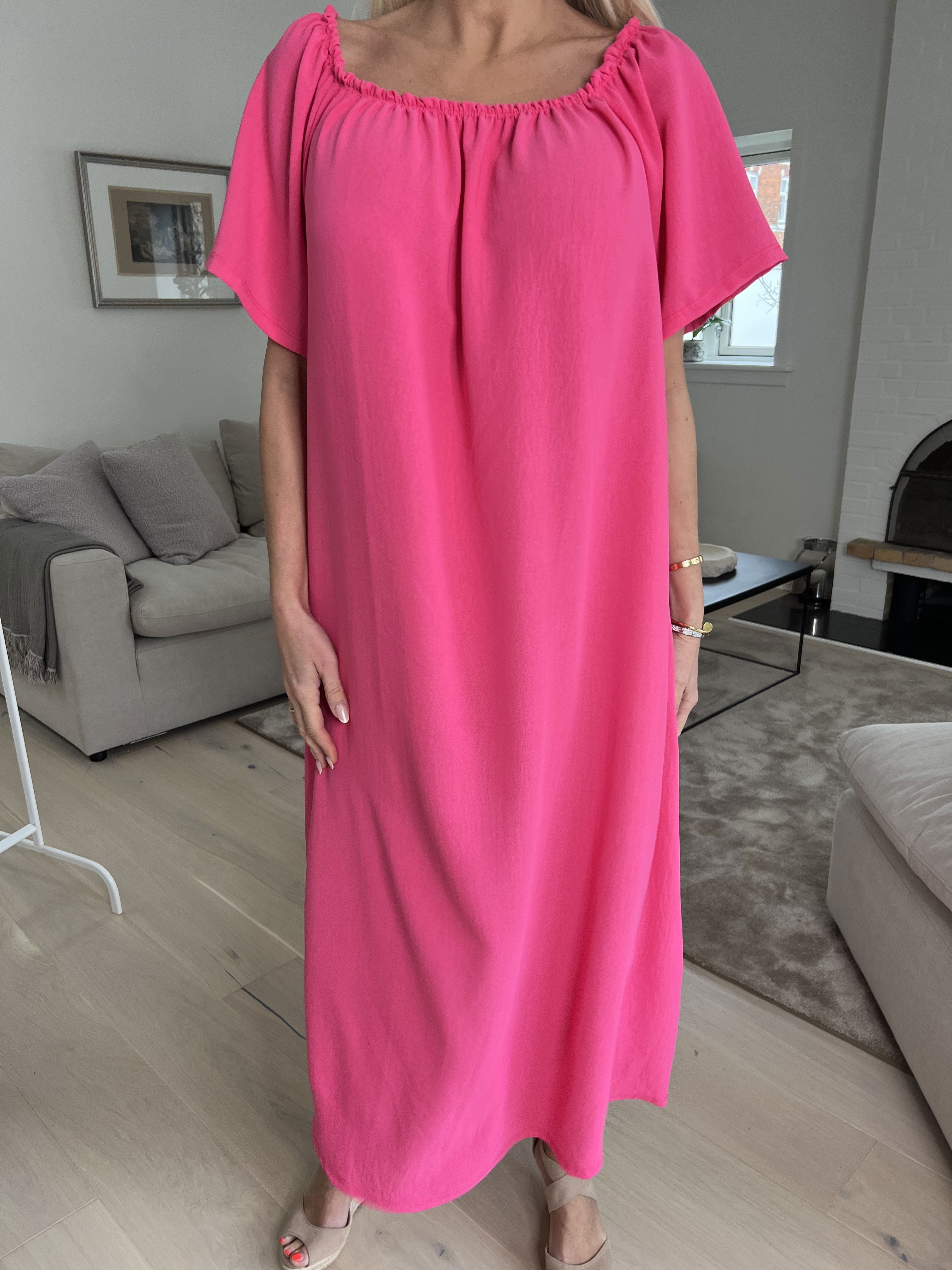 Taima - Lång enfärgad klänning med resår i nederkant